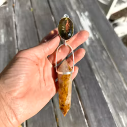 Golden Dragon collection  Masterpiece - Honey Quartz with Golden Healer Vogel- Dragon wolf.