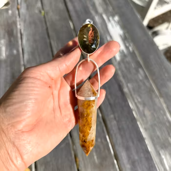 Golden Dragon collection  Masterpiece - Honey Quartz with Golden Healer Vogel- Dragon wolf.