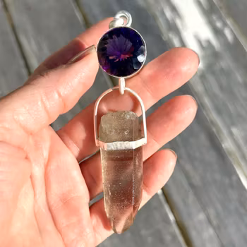 Golden Dragon Collection   Amethyst with Norwegian Smokey Quartz with Anatas.