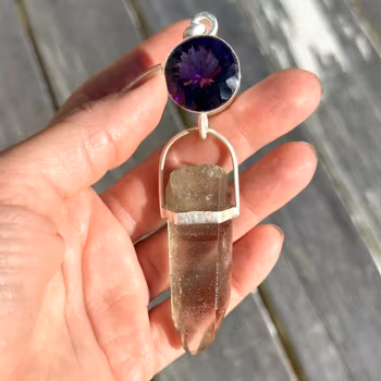 Golden Dragon Collection   Amethyst with Norwegian Smokey Quartz with Anatas.