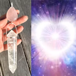 Masterpiece-Rose Quartz with 24 sided Clear Quartz Vogel.
