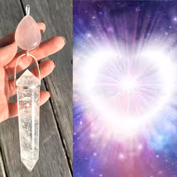 Masterpiece-Rose Quartz with 24 sided Clear Quartz Vogel.