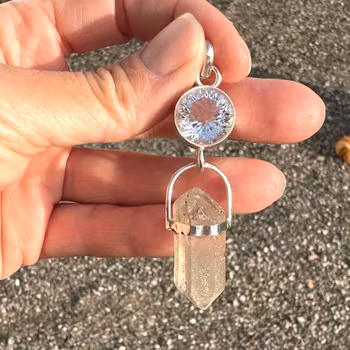 Hold you in the light- Clear quartz with double terminated clear quartz from Norway.