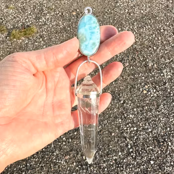 Pleiadan portal to Lemuria and Atlantis- Larimar with Citrine Vogel- masterpiece