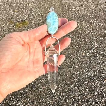 Pleiadan portal to Lemuria and Atlantis- Larimar with Citrine Vogel- masterpiece