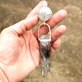 Clear Quartz  with Clear Quartz with amazing incisions from the Himalayas