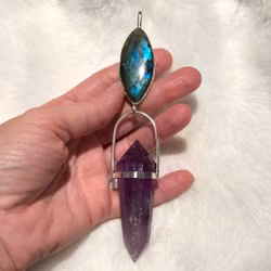 Isis- Labradorite with Amethyst Vogel crystal