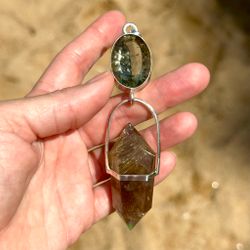 The Golden one- Green Amethyst with Gold Rutilated Quartz