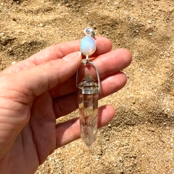 Godess Etain -The shining one  Velo Opal with naturally double terminated Citrine