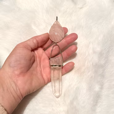 Lemurian Priestess of Love- Rose Quartz with Lemurian Laser quartz