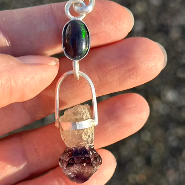 Mother of Creation  Black Opal with Brandenberg Amethyst Scepter