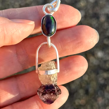 Mother of Creation  Black Opal with Brandenberg Amethyst Scepter
