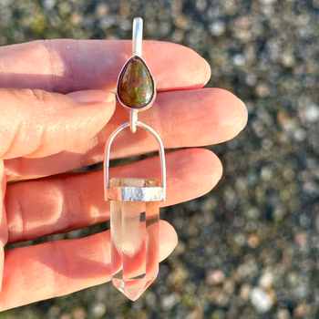 Hathor- Isis- Freja  The holy trinity - Black Opal with White Phantom Quartz