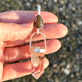 Hathor- Isis- Freja  The holy trinity - Black Opal with White Phantom Quartz