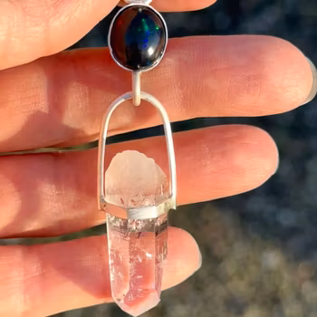 Black opal with Brandeberg Amethyst- Sheela Na Gig