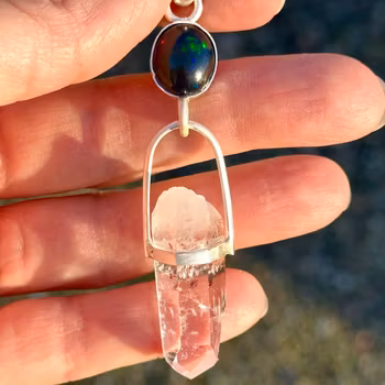 Black opal with Brandeberg Amethyst- Sheela Na Gig