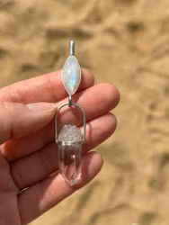 Sirius Priestess- Rainbow Moonstone with Brandenberg Amethyst