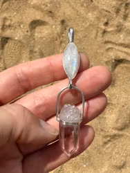 Sirius Priestess- Rainbow Moonstone with Brandenberg Amethyst