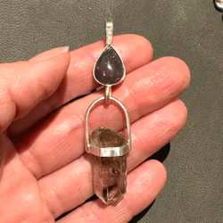 Isis as the Black Godess- Black opal with Norwegian Clear Quartz with Anatas