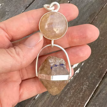 Priestess of Light- Rainbow Moonstone with  Enhydro from the Himalayas