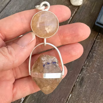Priestess of Light- Rainbow Moonstone with  Enhydro from the Himalayas