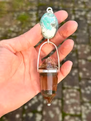 Metatron- Self realization through the heart.  Variscite with dark citrine full of rainbows