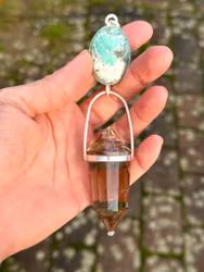 Metatron- Self realization through the heart.  Variscite with dark citrine full of rainbows