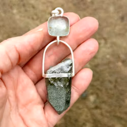 Stellar- Aquamarine with magical clear Quartz from Sweden filled with Chlorite/Lodolite
