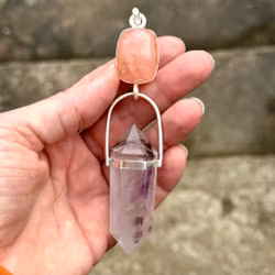 Sovereignty, Morganite with magical cleqr quartz with amethyst and smokey quartz