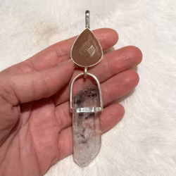 High Priestess, Natural Moonstone with Himalayan Quartz