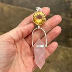 Three sun Godesses-Citrine with Rose Quartz Vogel