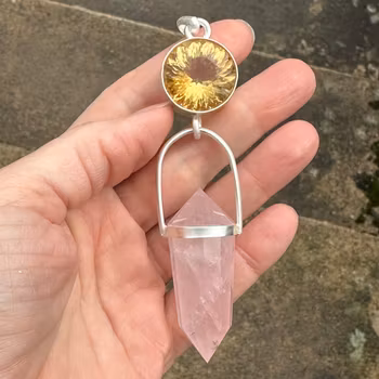Three sun Godesses-Citrine with Rose Quartz Vogel