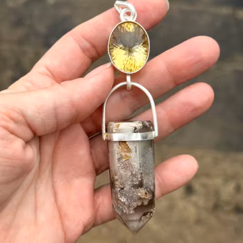 Light is your path- citrine with white Lodolite