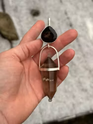 Dark Mother/Black Madonna  Smokey Quartz with Dark Citrine