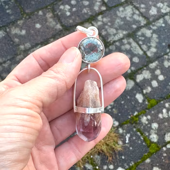 Dragons and fire  - Green Amethyst with Fire Quartz