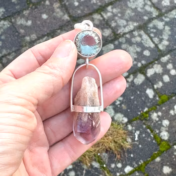 Dragons and fire  - Green Amethyst with Fire Quartz
