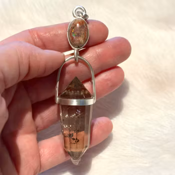 Snake energy and Kundalini force - Fire opal on matrix with dark citrine Vogel.