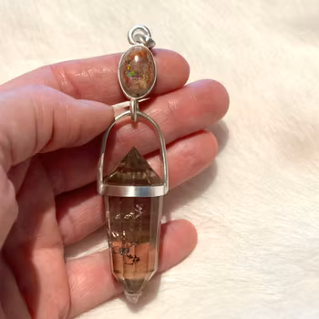 Snake energy and Kundalini force - Fire opal on matrix with dark citrine Vogel.