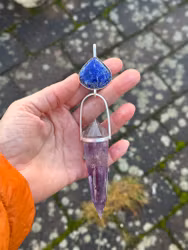 High Priestess of ancient times- Lapis Lazuli with Amethyst Vogel crystal.