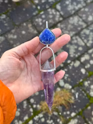 High Priestess of ancient times- Lapis Lazuli with Amethyst Vogel crystal.
