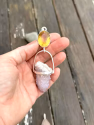 Living life fully -Citrine with Amethyst spirit/fairy quartz.