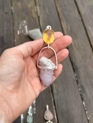 Living life fully -Citrine with Amethyst spirit/fairy quartz.