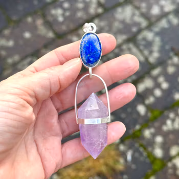 Time of the Priestess- Lapis lazuli with double terminated Amethyst