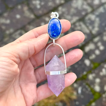 Time of the Priestess- Lapis lazuli with double terminated Amethyst