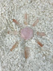 Diamond love grid- Rose Quartz diamond with Lemurian Quartz