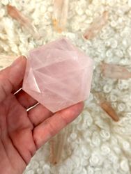 Diamond love grid- Rose Quartz diamond with Lemurian Quartz