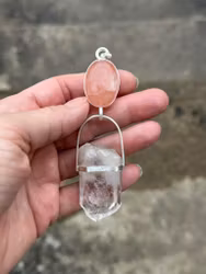 The Rose and the Swan- Morganite with Brandenberg Clear Quartz