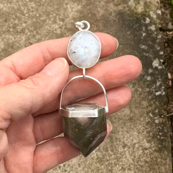 Gate to Avalon- Rainbow moonstone with Lodolite