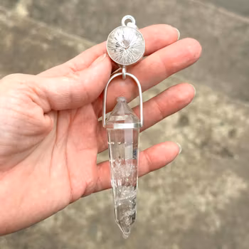 Portal of white healing light- Clear Quartz with Clear Quartz Vogel Crystal