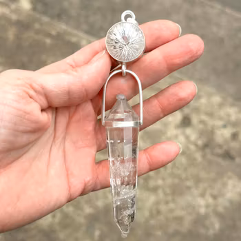 Portal of white healing light- Clear Quartz with Clear Quartz Vogel Crystal